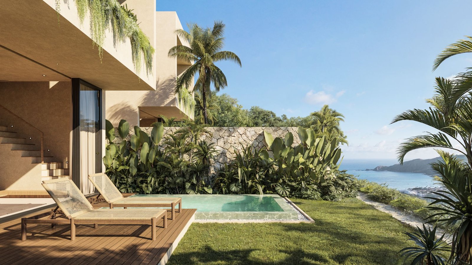 Private pool and deck with unobstructed ocean view